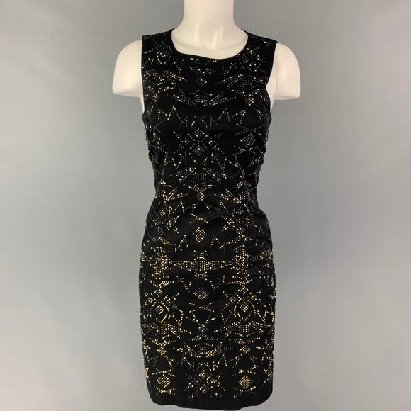 VERSACE JEANS Size 4 Black Cotton Studded Shift Dress - Picture 1 of 7